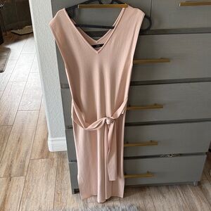Ras Blush Midi Dress with Tie Waist